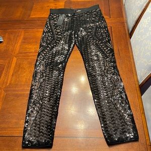 NWT BCBG party leggings black sequin size medium very high quality.